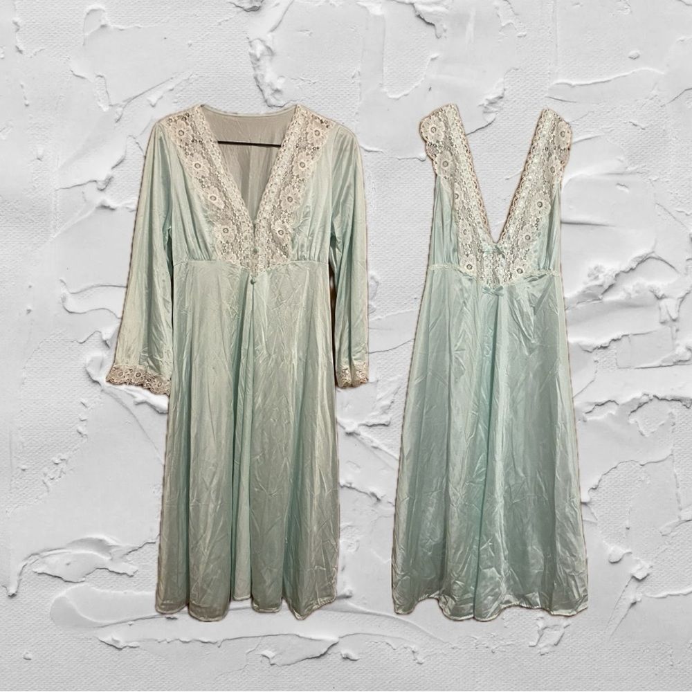 Gorgoeous Really Vintage Lorraine Lace Nightgown Set Iconic Medium [282]